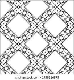 Geometric vector pattern with triangular elements. Seamless abstract ornament for wallpapers and backgrounds. Black and white colors.
