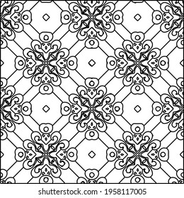 Geometric vector pattern with triangular elements. Seamless abstract ornament for wallpapers and backgrounds. Black and white colors.
