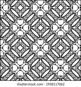 Geometric vector pattern with triangular elements. Seamless abstract ornament for wallpapers and backgrounds. Black and white colors. 