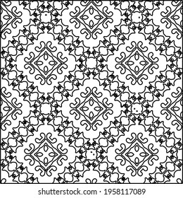 Geometric vector pattern with triangular elements. Seamless abstract ornament for wallpapers and backgrounds. Black and white colors. 