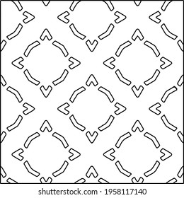 Geometric vector pattern with triangular elements. Seamless abstract ornament for wallpapers and backgrounds. Black and white colors.
