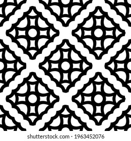  Geometric vector pattern with triangular elements. Seamless abstract ornament for wallpapers and backgrounds. Black and white colors.