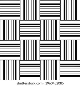  Geometric vector pattern with triangular elements. Seamless abstract ornament for wallpapers and backgrounds. Black and white colors.