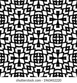  Geometric vector pattern with triangular elements. Seamless abstract ornament for wallpapers and backgrounds. Black and white colors.