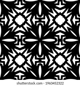  Geometric vector pattern with triangular elements. Seamless abstract ornament for wallpapers and backgrounds. Black and white colors.