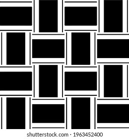  Geometric vector pattern with triangular elements. Seamless abstract ornament for wallpapers and backgrounds. Black and white colors.