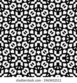  Geometric vector pattern with triangular elements. Seamless abstract ornament for wallpapers and backgrounds. Black and white colors.