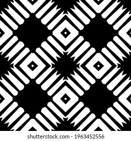  Geometric vector pattern with triangular elements. Seamless abstract ornament for wallpapers and backgrounds. Black and white colors.