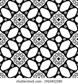  Geometric vector pattern with triangular elements. Seamless abstract ornament for wallpapers and backgrounds. Black and white colors.