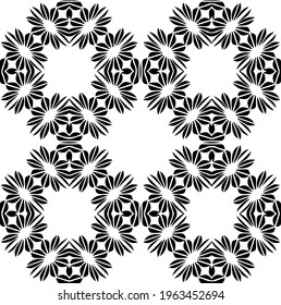  Geometric vector pattern with triangular elements. Seamless abstract ornament for wallpapers and backgrounds. Black and white colors.