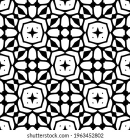  Geometric vector pattern with triangular elements. Seamless abstract ornament for wallpapers and backgrounds. Black and white colors.