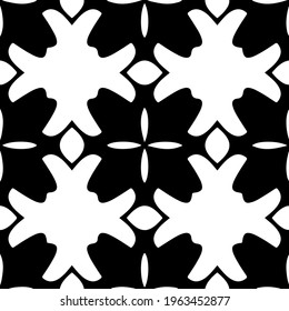  Geometric vector pattern with triangular elements. Seamless abstract ornament for wallpapers and backgrounds. Black and white colors.