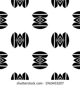  Geometric vector pattern with triangular elements. Seamless abstract ornament for wallpapers and backgrounds. Black and white colors.