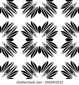  Geometric vector pattern with triangular elements. Seamless abstract ornament for wallpapers and backgrounds. Black and white colors.