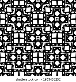  Geometric vector pattern with triangular elements. Seamless abstract ornament for wallpapers and backgrounds. Black and white colors.
