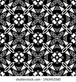  Geometric vector pattern with triangular elements. Seamless abstract ornament for wallpapers and backgrounds. Black and white colors.