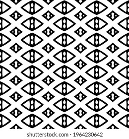  Geometric vector pattern with triangular elements. Seamless abstract ornament for wallpapers and backgrounds. Black and white colors.