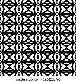  Geometric vector pattern with triangular elements. Seamless abstract ornament for wallpapers and backgrounds. Black and white colors.