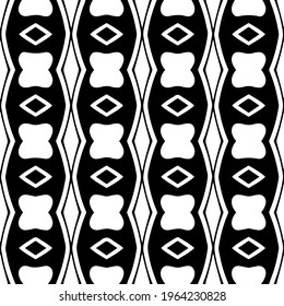  Geometric vector pattern with triangular elements. Seamless abstract ornament for wallpapers and backgrounds. Black and white colors.