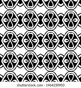  Geometric vector pattern with triangular elements. Seamless abstract ornament for wallpapers and backgrounds. Black and white colors.