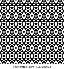  Geometric vector pattern with triangular elements. Seamless abstract ornament for wallpapers and backgrounds. Black and white colors.