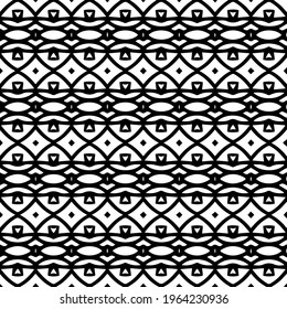  Geometric vector pattern with triangular elements. Seamless abstract ornament for wallpapers and backgrounds. Black and white colors.
