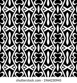  Geometric vector pattern with triangular elements. Seamless abstract ornament for wallpapers and backgrounds. Black and white colors.