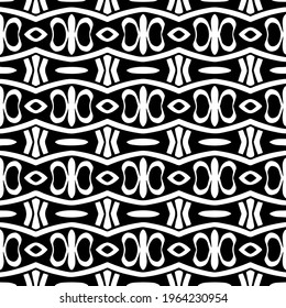  Geometric vector pattern with triangular elements. Seamless abstract ornament for wallpapers and backgrounds. Black and white colors.