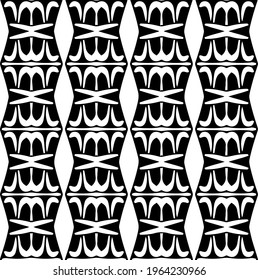  Geometric vector pattern with triangular elements. Seamless abstract ornament for wallpapers and backgrounds. Black and white colors.