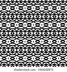  Geometric vector pattern with triangular elements. Seamless abstract ornament for wallpapers and backgrounds. Black and white colors.