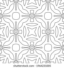  Geometric vector pattern with triangular elements. Seamless abstract ornament for wallpapers and backgrounds. Black and white colors.