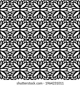  Geometric vector pattern with triangular elements. Seamless abstract ornament for wallpapers and backgrounds. Black and white colors.