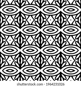  Geometric vector pattern with triangular elements. Seamless abstract ornament for wallpapers and backgrounds. Black and white colors.