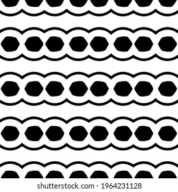  Geometric vector pattern with triangular elements. Seamless abstract ornament for wallpapers and backgrounds. Black and white colors.