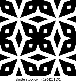  Geometric vector pattern with triangular elements. Seamless abstract ornament for wallpapers and backgrounds. Black and white colors.
