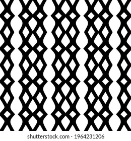  Geometric vector pattern with triangular elements. Seamless abstract ornament for wallpapers and backgrounds. Black and white colors.