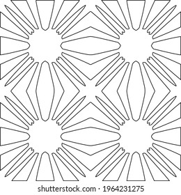  Geometric vector pattern with triangular elements. Seamless abstract ornament for wallpapers and backgrounds. Black and white colors.