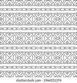  Geometric vector pattern with triangular elements. Seamless abstract ornament for wallpapers and backgrounds. Black and white colors.