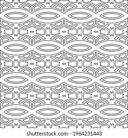  Geometric vector pattern with triangular elements. Seamless abstract ornament for wallpapers and backgrounds. Black and white colors.