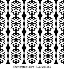  Geometric vector pattern with triangular elements. Seamless abstract ornament for wallpapers and backgrounds. Black and white colors.