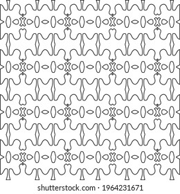  Geometric vector pattern with triangular elements. Seamless abstract ornament for wallpapers and backgrounds. Black and white colors.