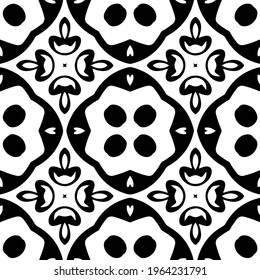  Geometric vector pattern with triangular elements. Seamless abstract ornament for wallpapers and backgrounds. Black and white colors.