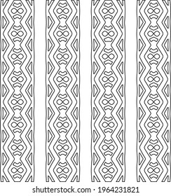 Geometric vector pattern with triangular elements. Seamless abstract ornament for wallpapers and backgrounds. Black and white colors.