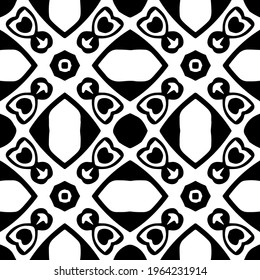  Geometric vector pattern with triangular elements. Seamless abstract ornament for wallpapers and backgrounds. Black and white colors.