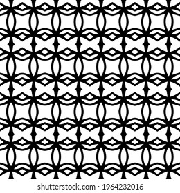  Geometric vector pattern with triangular elements. Seamless abstract ornament for wallpapers and backgrounds. Black and white colors.