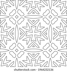  Geometric vector pattern with triangular elements. Seamless abstract ornament for wallpapers and backgrounds. Black and white colors.
