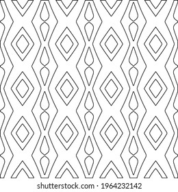  Geometric vector pattern with triangular elements. Seamless abstract ornament for wallpapers and backgrounds. Black and white colors.