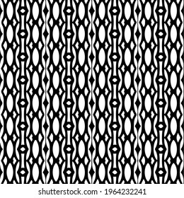  Geometric vector pattern with triangular elements. Seamless abstract ornament for wallpapers and backgrounds. Black and white colors.