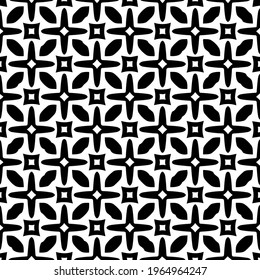Geometric vector pattern with triangular elements. Seamless abstract ornament for wallpapers and backgrounds. Black and white colors.
