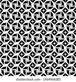 Geometric vector pattern with triangular elements. Seamless abstract ornament for wallpapers and backgrounds. Black and white colors.